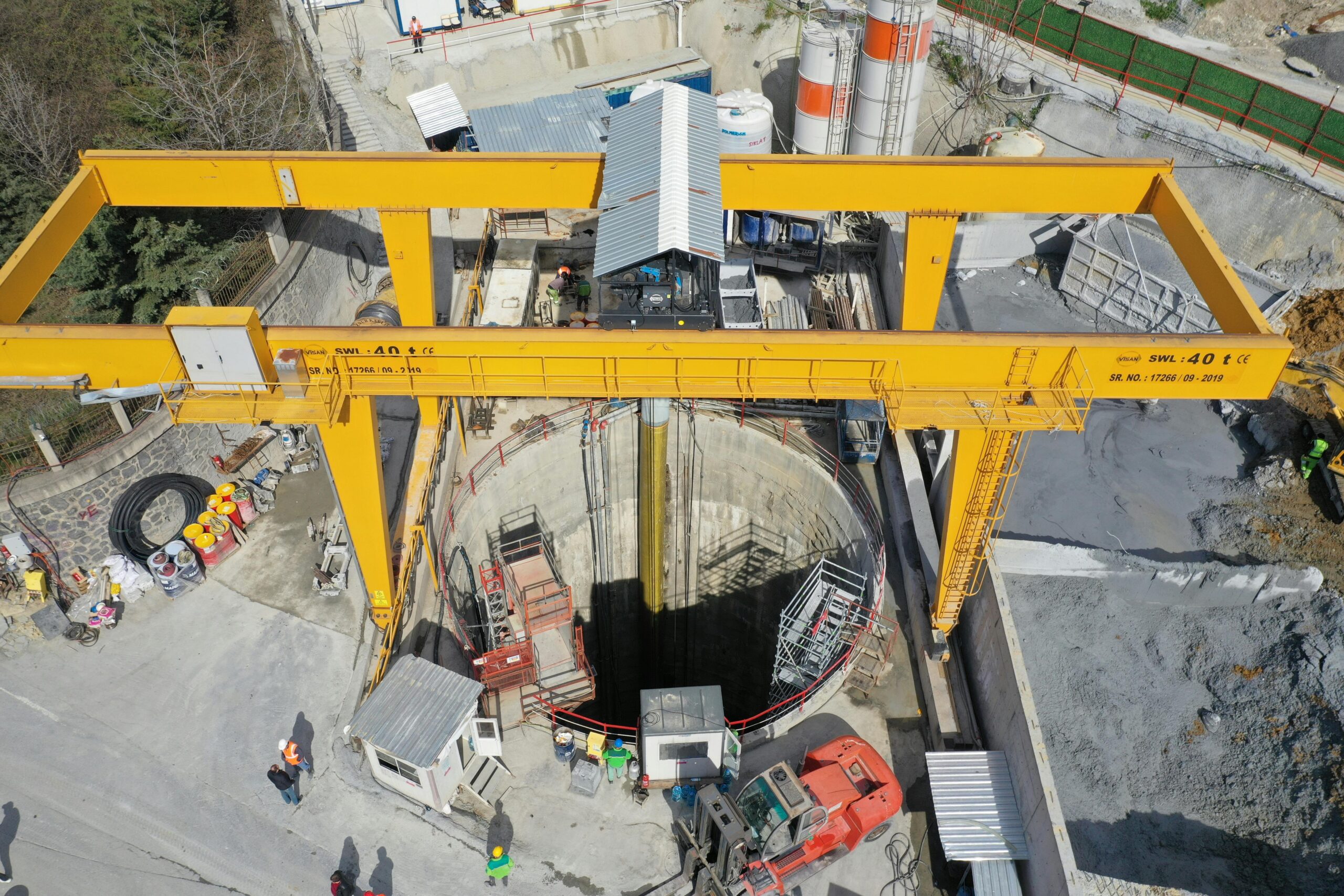 Aerial view showcasing a sunlit construction site in Güngören, İstanbul, Türkiye.
