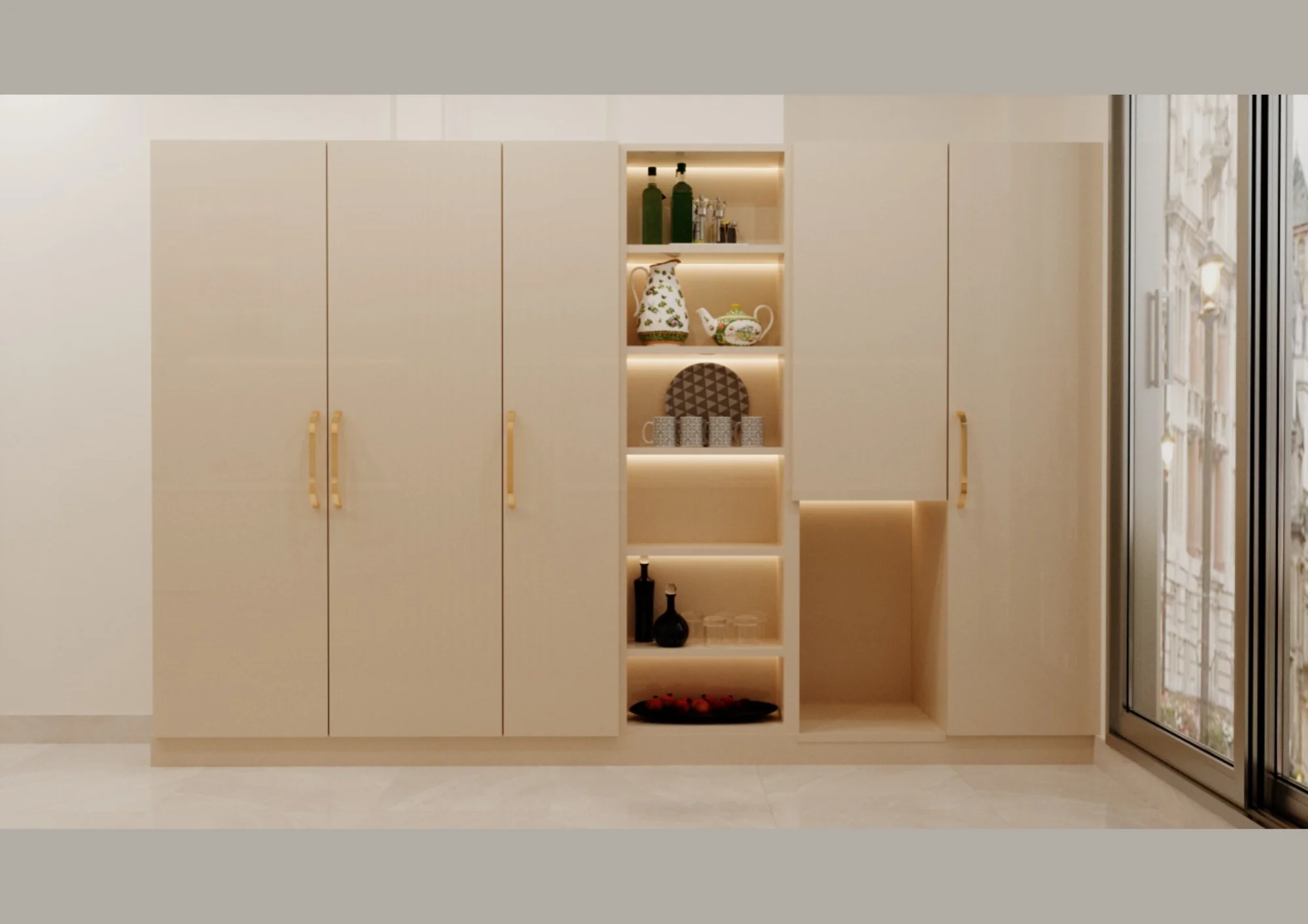luxury wooden kitchen pantry cabinet and vertical storage unit by SIDEVISION