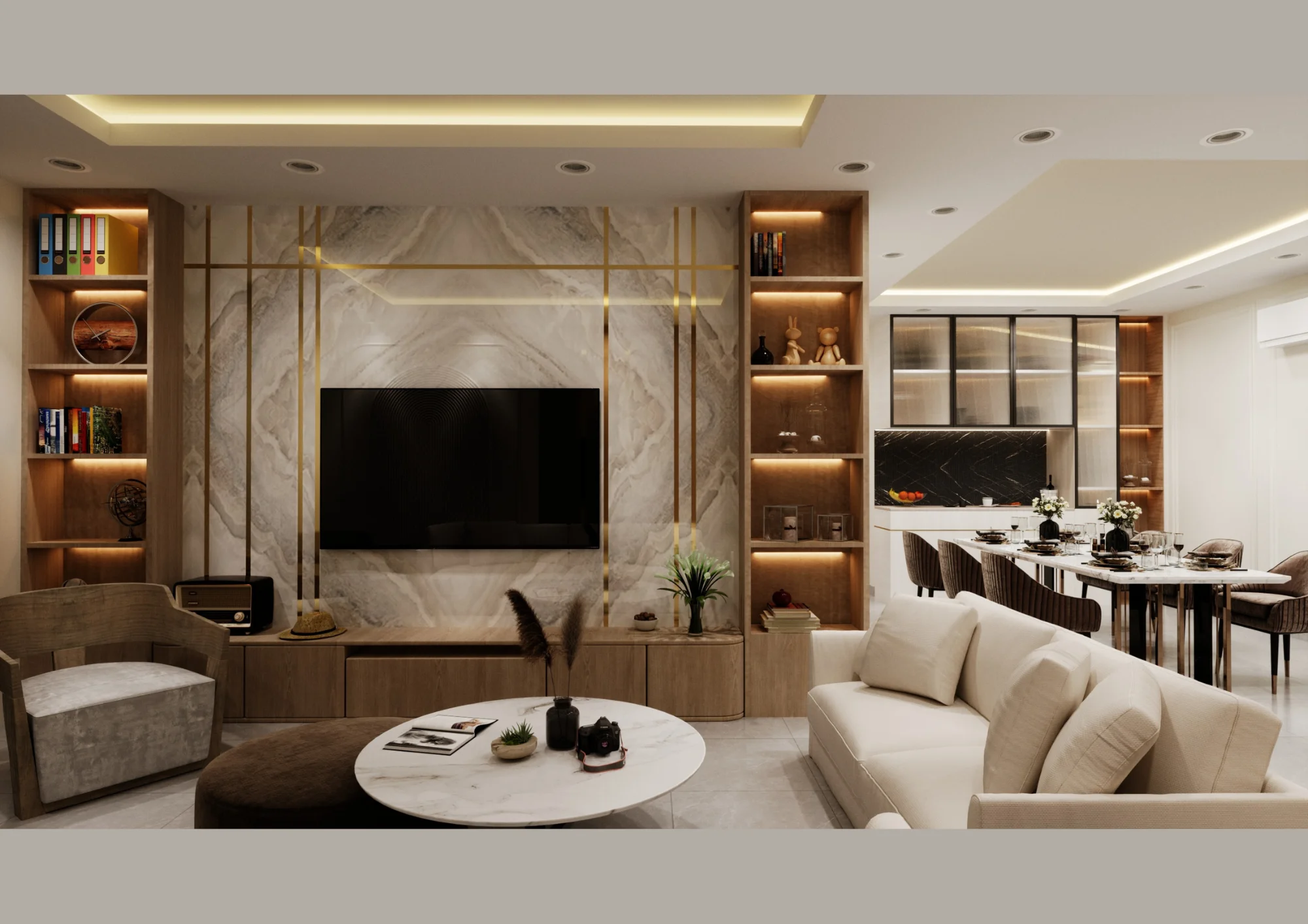 luxury living room interior design with modern false ceiling lighting by sidevision
