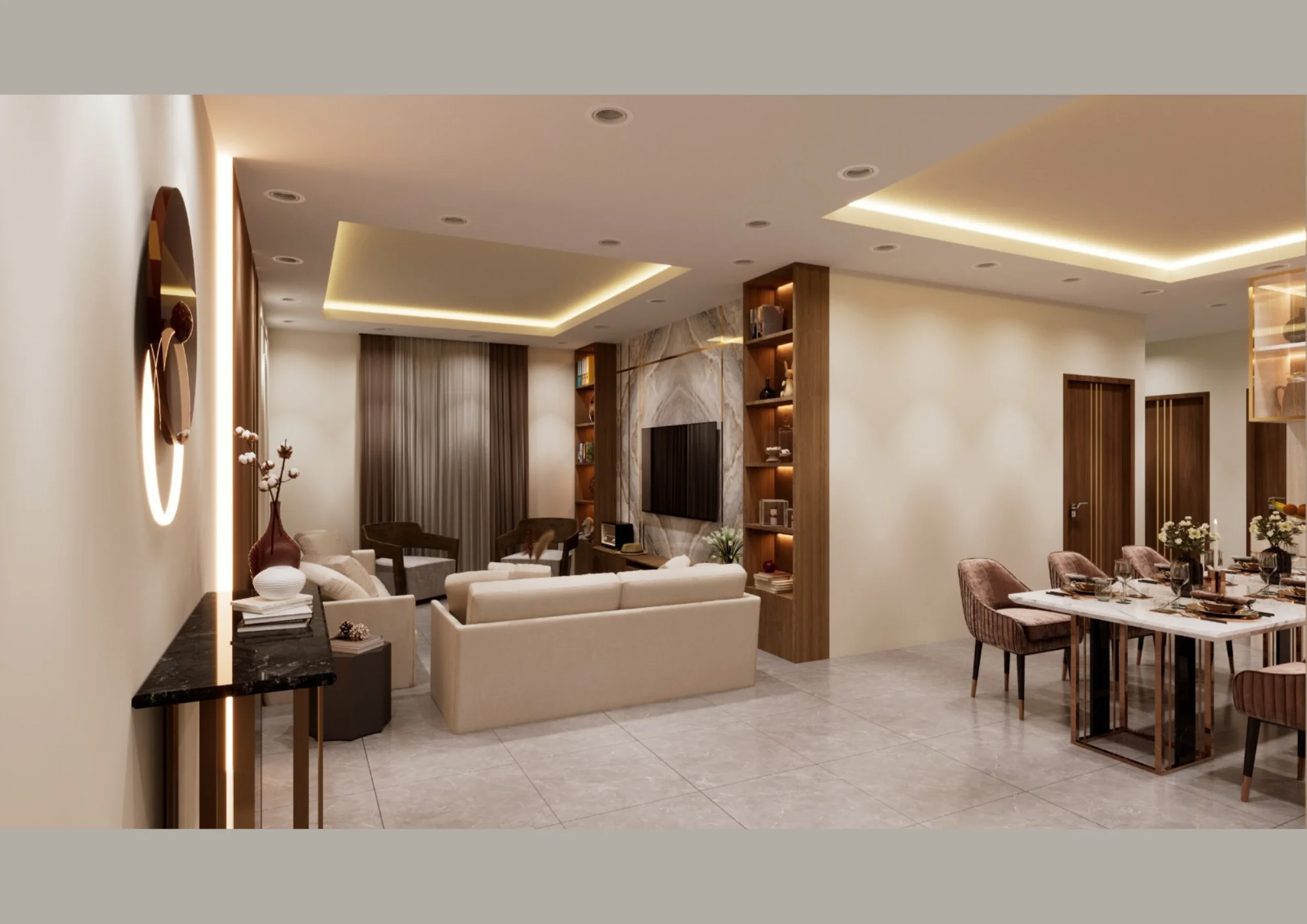 luxury living room interior design with modern false ceiling lighting by sidevision
